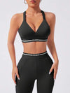 SHEIN Sport Studio مجموعة ملابس رياضية مريحة للسيدات، تي شيرت كم قصير مطبوع برسومات حروف وباليغينز