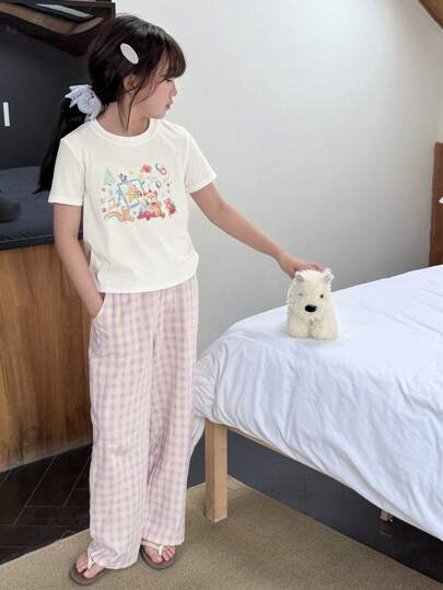 girls-sets DAZY مجموعتان من ملابس المراهقات للفتيات للربيع والصيف - بلوزات قصيرة الأكمام ذات ياقة مستديرة بطبعات