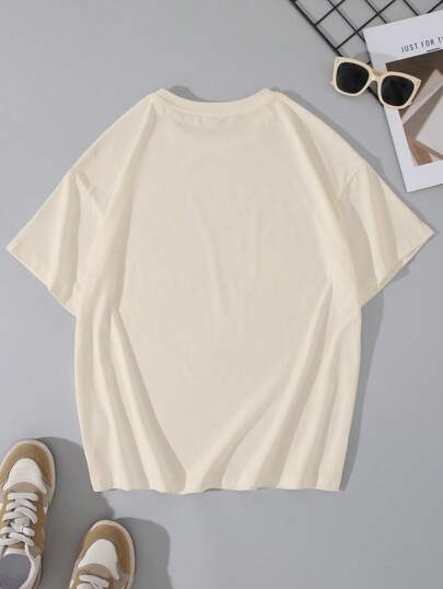 EZwear تي شيرت تي شيرت للنساء بياقة دائرية وأكمام قصيرة، بسيط وأنيق، مناسب للصيف