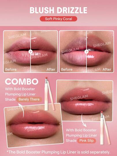 SHEGLAM مكبر الشفاه "بولد بوستر" الممتلئ-Blush Drizzle عيد الأب تخرُّج عيد ميلاد عطلة عام 2000 فاخر موضة ماكياج مستحضرات التجميل حفلة شاطئ يسافر التخييم في الهواء الطلق مدرسة حرم الجامعة رحلة المهرجانات ديكور هدية حاضر وَردَة بنت كوسبلاي أفضل لون...