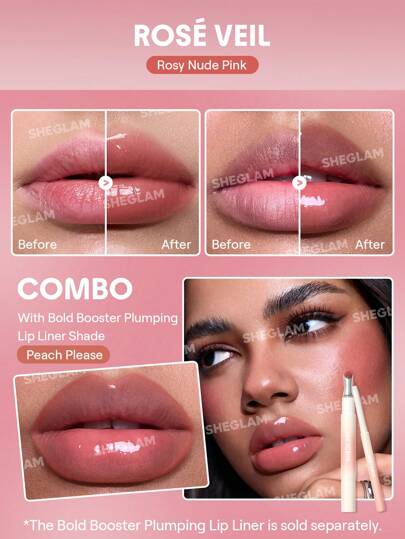 SHEGLAM مكبر الشفاه "بولد بوستر" الممتلئ-Rosé Veil عيد الأب تخرُّج عيد ميلاد عطلة عام 2000 فاخر موضة ماكياج مستحضرات التجميل حفلة شاطئ يسافر التخييم في الهواء الطلق مدرسة حرم الجامعة رحلة المهرجانات ديكور هدية حاضر وَردَة بنت كوسبلاي أفضل لون سحر الاهتزاز