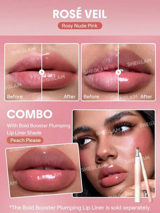 SHEGLAM مكبر الشفاه "بولد بوستر" الممتلئ-Rosé Veil عيد الأب تخرُّج عيد ميلاد عطلة عام 2000 فاخر موضة ماكياج مستحضرات التجميل حفلة شاطئ يسافر التخييم في الهواء الطلق مدرسة حرم الجامعة رحلة المهرجانات ديكور هدية حاضر وَردَة بنت كوسبلاي أفضل لون سحر الاهتزاز