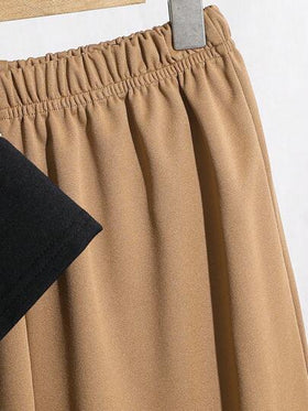 SHEIN 2قطعة/ مجموعة للأولاد المراهقين، تي شيرت ربطة عنق وبنطلون مصمم بالألوان المتباينة، مناسب للتنقل والمدرسة والراحة والرياضة، مناسب للربيع والصيف