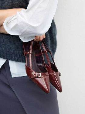 CUCCOO BIZCHIC أحذية كعب سميك مفرغة منقوشة مموجة للسيدات