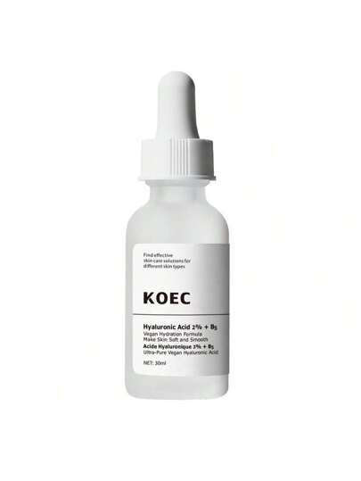 KOEC 1 أونصة سائلة 30% حمض الألفا هيدروكسي + 2% حمض البيتا هيدروكسي منعش للبشرة، 1 أونصة سائلة 2% حمض الهيالورونيك + فيتامين ب5 مجموعة ترطيب مشرقة للبشرة
