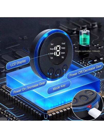 AXH. 4 قطع جهاز تدليك الرقبة بشاشة LCD كهربائي، 8 أوضاع محفز عضلات نبضي، جهاز تخفيف الآلام المحمول لتدليك الرقبة والظهر