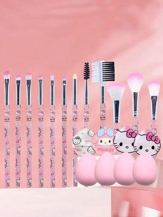 Sanrio 1 قطعة/9 قطع/12 قطعة/28 قطعة مجموعة فرش مكياج من سانريو هالو كيتي وردية الفتيات، وسادة بودرة, مرآة قابلة للطي الوجه, مرآة يدوية, فرشاة مكياج, شريط غسل الوجه، مقطع الشعر المتساقط, مشط وسادة هوائية صغيرة