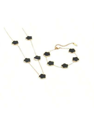 مجموعة من 4 قطع، قلادة, سوار, أقراط من الفولاذ المقاوم للصدأ مزينة بالخرز الأبيض، قلادة بسيطة من الذهب عيار 18 قطعة واحدة، إكسسوارات أنيقة