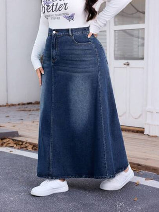 EZwear تنورة جينز قصيرة للمقاسات الكبيرة، بسيطة وأنيقة، مناسبة للصيف