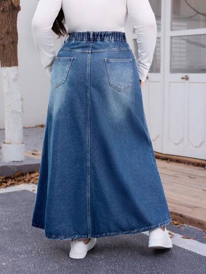 EZwear تنورة جينز قصيرة مقاسات كبيرة، بسيطة وعصرية، مناسبة للصيف