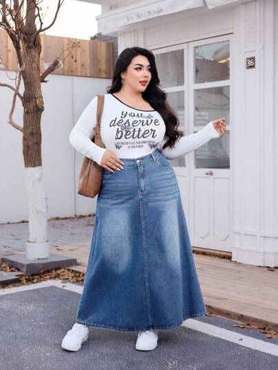 EZwear تنورة جينز قصيرة مقاسات كبيرة، بسيطة وعصرية، مناسبة للصيف