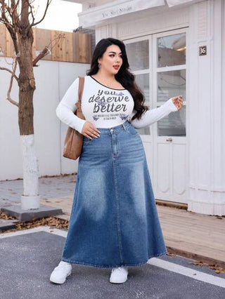 EZwear تنورة جينز قصيرة مقاسات كبيرة، بسيطة وعصرية، مناسبة للصيف