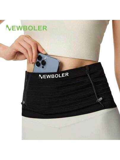 NEWBOLER حزام خصر رياضي مرن، حقيبة نيوبولر خفيفة الوزن للركض، حزام أرقام السباق للثلاثي والماراثون والدراجات والتسلق، حقيبة للهاتف الخلوي