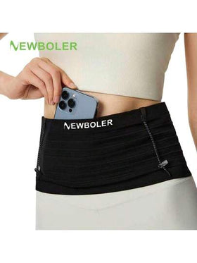 NEWBOLER حزام خصر رياضي مرن، حقيبة نيوبولر خفيفة الوزن للركض، حزام أرقام السباق للثلاثي والماراثون والدراجات والتسلق، حقيبة للهاتف الخلوي