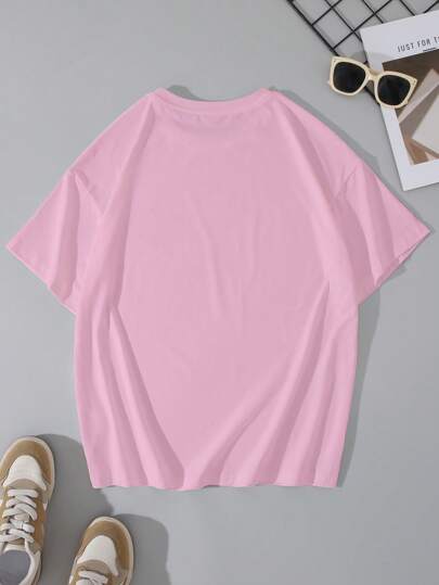 EZwear تي شيرت نسائية قصيرة الأكمام، موديل بسيط عصري للارتداء اليومي العادي