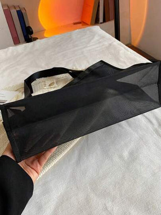 حقيبة شاطئ شبكية قابلة للتنفس، مطبوعة بحرف وشجرة جوز الهند، حقيبة واسعة السعة للاستخدام اليومي للنساء وطالبات الجامعة، قابلة للطي، متعددة الاستخدامات للمدرسة والعمل والسفر والأنشطة الخارجية والتسوق والرحلات البحرية