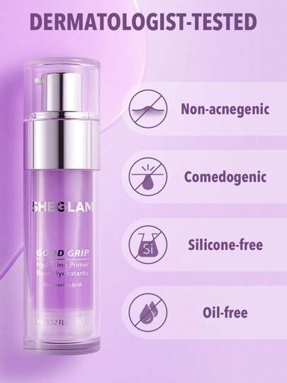 SHEGLAM برايمر مرطب Good Grip-Blueberry + Aha Oil Control Moisturizing Blueberry Primer Gel ينعم الخطوط الدقيقة ويمنع ظهورها، برايمر للوجه خالٍ من الزيوت والسيليكون علامة تجارية جمال مكياج ميكب مستحضرات تجميل للنساء الفتيات مثالي لفصل الشتاء الربيع مثا...