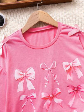 girls-sets طقم فتاة مراهقة مكون من قطعتين، ملابس علوية بأكمام فيونكة ملون مع تنورة، شكل أنيق وعصري مناسب للاستخدام خارج المنزل، للسفر، التنقل، المدرسة