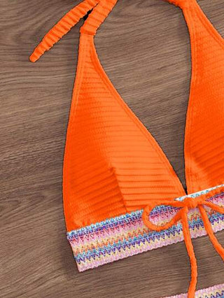 Swim Vcay 2 قطعة مجموعة بيكيني بطية صيفية ممزوجة بالألوان للعطلة الربيعية، غلاف ظهر كاجوال لحفلات الشاطئ والأعياد للنساء
