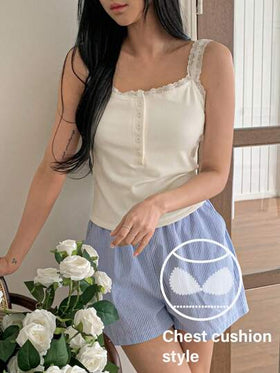 DAZY طقم بيجامة للنساء يتكون من سالوبيت مزين بالدانتيل وألوان مرقطة