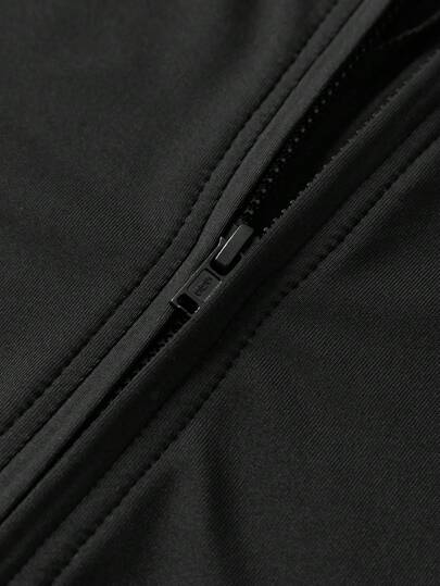 SHEIN TaviRue جمبسوت عادية اللون مصنوعة من الأكريليك للفتيات الصغيرات، ذات اصطناع نصف، ياقة عالية وضيقة في التصميم، ملابس رياضية كاجوال