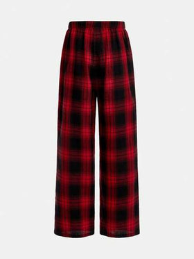 SHEIN زوجان من بناطيل نوم طويلة قطنية لأولاد المراهقين بخصر مشدود بحبل سحاب بتصميم كلاسيكي بسيط
