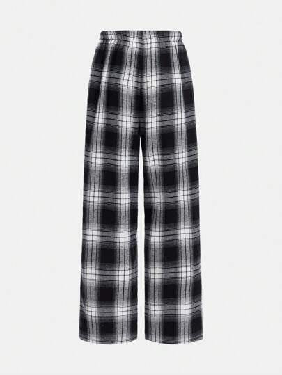 SHEIN زوجان من بناطيل نوم طويلة قطنية لأولاد المراهقين بخصر مشدود بحبل سحاب بتصميم كلاسيكي بسيط