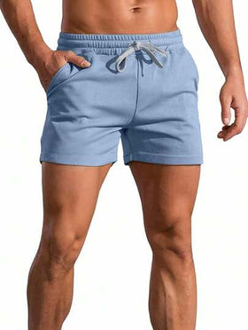 Manfinity Homme شورتات رجالية ذات لون أحادي للاستخدام اليومي، شورتات صيفية عصرية بتصميم بسيط
