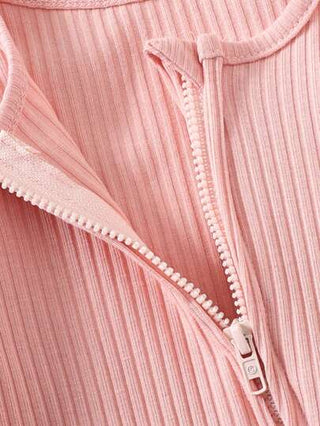 SHEIN 3 قطع من بدلة رضيع الحديثة الناعمة بياقة دائرية وأكمام طويلة وسحاب للبطن ، ملابس داخلية مريحة مصنوعة من النسيج المحبوك