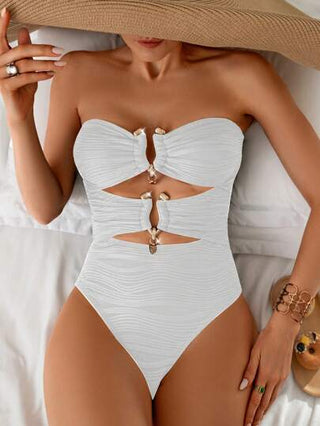 مايوه حريمي قطعة واحدة Swim Chiccia بدلة سباحة نسائية كاجوال صيفية بسحاب خلفي مفتوح وتصميم مفرَّغ مثير