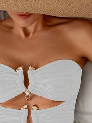 مايوه حريمي قطعة واحدة Swim Chiccia بدلة سباحة نسائية كاجوال صيفية بسحاب خلفي مفتوح وتصميم مفرَّغ مثير