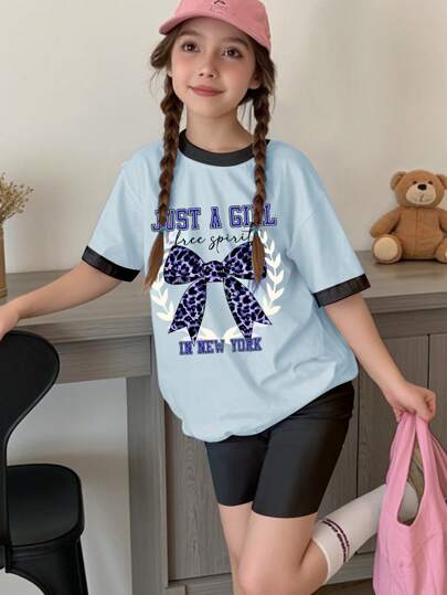 girls-sets مجموعة تي شيرت بأكمام قصيرة وشورت بسيطة للفتيات المراهقات، مناسب للصيف،مكون من قطعتين