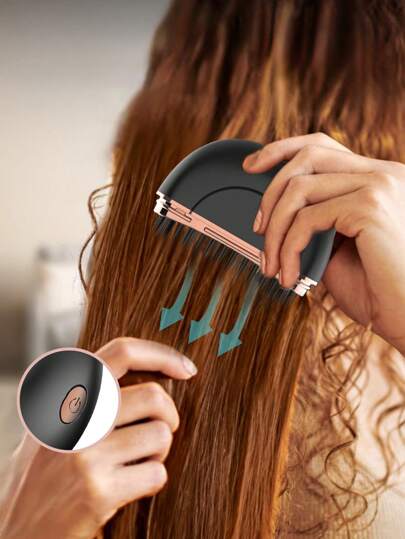 GENAI فرشاة تمليس الشعر اللاسلكية المحمولة، مكواة شعر سالبة الأيونات مدمجة، فرشاة تسخين طويلة الأمد، خفيفة الوزن ومدمجة، تصميم مقاوم للحروق، تصل إلى 20 دقيقة من الاستخدام بعد الشحن الكامل