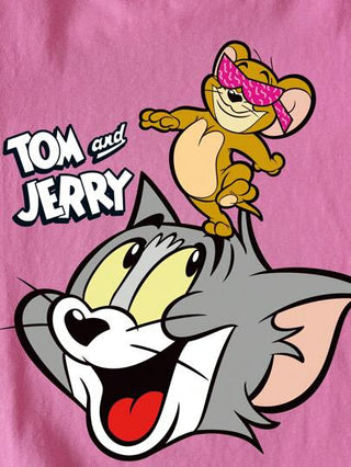 ملابس بناتي TOM & JERRY X  تي شيرت تي شيرت أكمام قصيرة بطباعة رسوم كرتونية و حرفية للفتيات المراهقات ، موديل صيفي