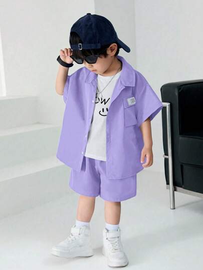 لانجيري حريمي Genkimix Kids 3 قطع/مجموعة ملابس علوية بتصميم كوري فضفاض منقوش بشعار، شورت منسوج وأعلى من البلوفر مطبوع بوجه ابتسامة، مناسب للارتداء اليومي في الربيع والصيف، للرياضة، للخروج، للجامعة، للحفلات، للعطلات، والتصوير الفوتوغرافي