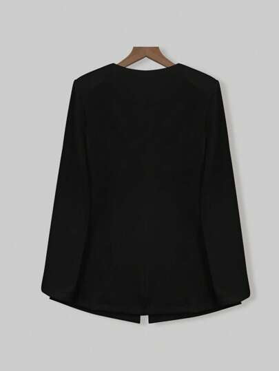 SHEIN LUNE معطف كاجوال أنيق للسيدات بخصر سحاب صلب، لباس عمل، للتخرج