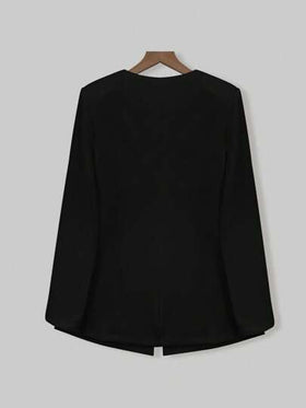 SHEIN LUNE معطف كاجوال أنيق للسيدات بخصر سحاب صلب، لباس عمل، للتخرج