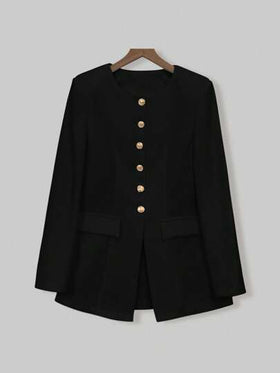 SHEIN LUNE معطف كاجوال أنيق للسيدات بخصر سحاب صلب، لباس عمل، للتخرج