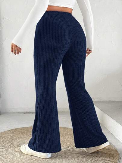 SHEIN EZwear بنطلونات سباندكس ذات خصر مرن للسيدات كبيرات الحجم بتصميم متسع عند الأخذ