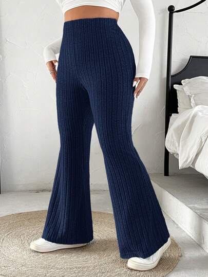 SHEIN EZwear بنطلونات سباندكس ذات خصر مرن للسيدات كبيرات الحجم بتصميم متسع عند الأخذ