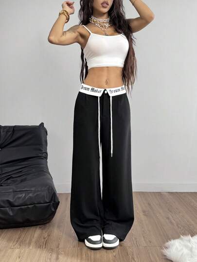 Coolane بنطلون رياضي نسائي واسع الساق ذو رسومات هيب هوب ملونة لفصل الصيف، ملابس للعودة إلى المدرسة، ملابس لشهر رمضان