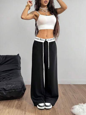 Coolane بنطلون رياضي نسائي واسع الساق ذو رسومات هيب هوب ملونة لفصل الصيف، ملابس للعودة إلى المدرسة، ملابس لشهر رمضان