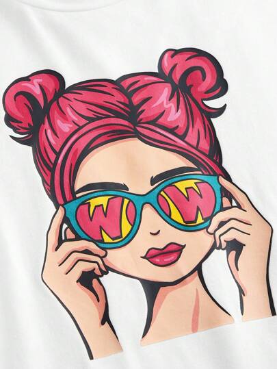 girls-sets طقم بنطلون وتيشرت لبنات المراهقات مكون من تيشرت برسومات بورتريه للفتيات ذو موحد اللون وأكمام قصيرة وبنطلون تويل مُزين بأزرار وحزام الخصر والجيوب الحمولة ثلاثية الأبعاد ، بلون أسود، موضة الشارع، العودة للمدرسة، أناقة ورقة البنات وطراز فريد، Y2K