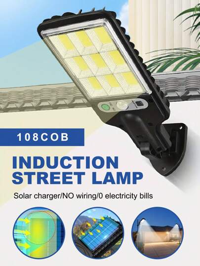 1 قطعة/4 قطع مصباح حائط شمسي إضاءة LED، أبعاد البطارية 18650-1200mAh، مع ريموت كنترول، 3 أنواع من الإضاءة LED للفناء والحديقة والشرفة والكراج والأبواب الاستشعار البشري والإضاءة الخارجية