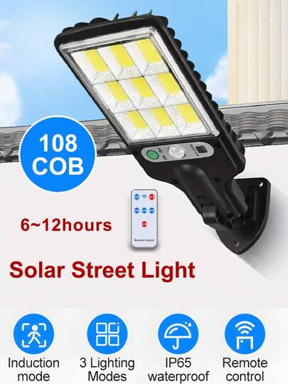 1 قطعة/4 قطع مصباح حائط شمسي إضاءة LED، أبعاد البطارية 18650-1200mAh، مع ريموت كنترول، 3 أنواع من الإضاءة LED للفناء والحديقة والشرفة والكراج والأبواب الاستشعار البشري والإضاءة الخارجية