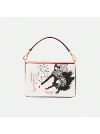 Kate Spade حقيبة كتف خفيفة الوزن للنساء بمقبض علوي وحزام قابل للتعديل، حقيبة مربعة صغيرة من الجلد