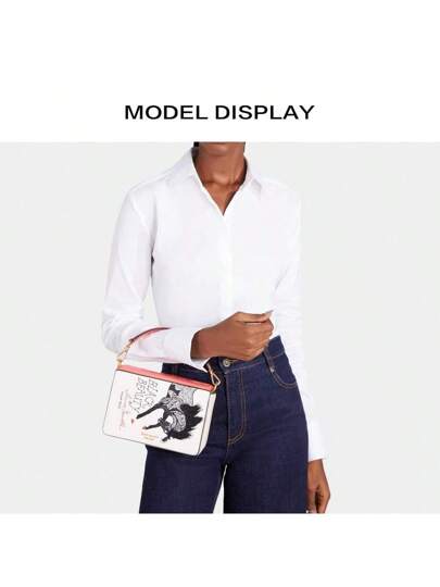 Kate Spade حقيبة كتف خفيفة الوزن للنساء بمقبض علوي وحزام قابل للتعديل، حقيبة مربعة صغيرة من الجلد