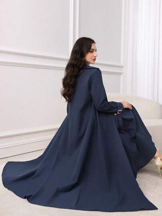 طقم حريمي قطعتين Modelyn العيد مجموعة بيزة للنساء مكونة من: معطف طويل الأكمام وسترة خفيفة من القماش الصلب، وتنورة خطوة مزدوجة الصدر. مجموعة أنيقة مكونة من قطعتين