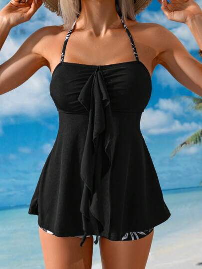 طقم تانكيني حريمي Swim Lushoire طقم تانكيني قطعتين طبعات نباتات استوائية طراز بوهيمي للنساء في عطلات الصيف