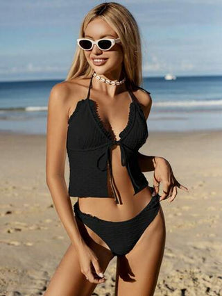 طقم تانكيني حريمي Swim Mod طقم بكيني موصول سيدات ضامر مثير بفتحات في الصدر والحزام العلوي